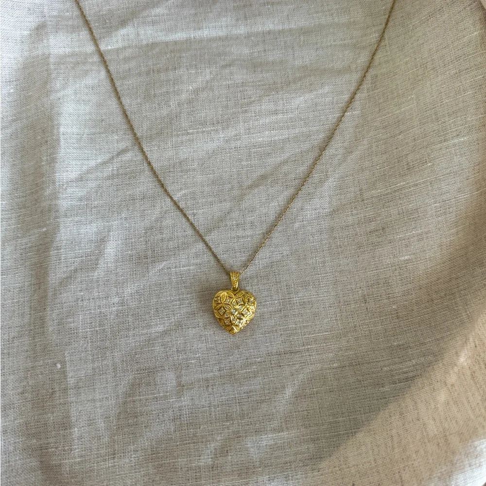 Gold Heart Locket Pendant Necklace 925 Stamped 1/20 14K Gold GF